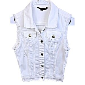 White‎ Denim Frayed Edge Distressed Vest Tally Weijl Womens/Juniors XSmall